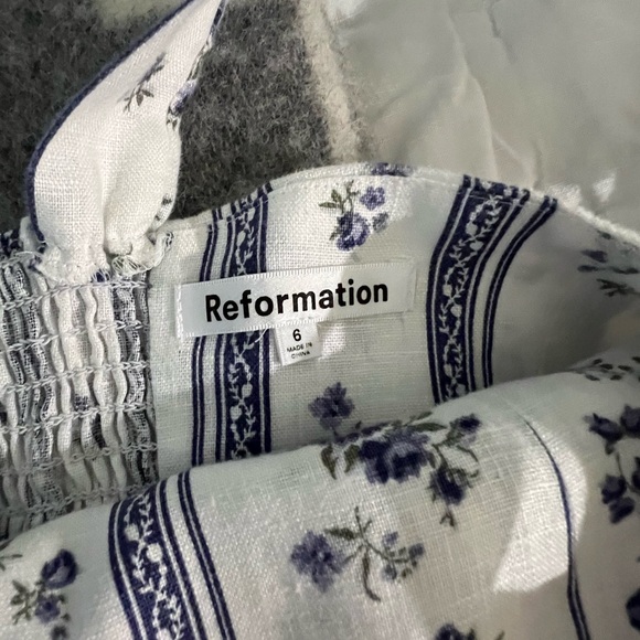 Reformation Brigitte Linen Dress Roquefort 6 - Picture 8 of 9